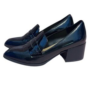 Marc Fisher Patent Leather Loafer Block Heel Black Shoe Women’s Size 6